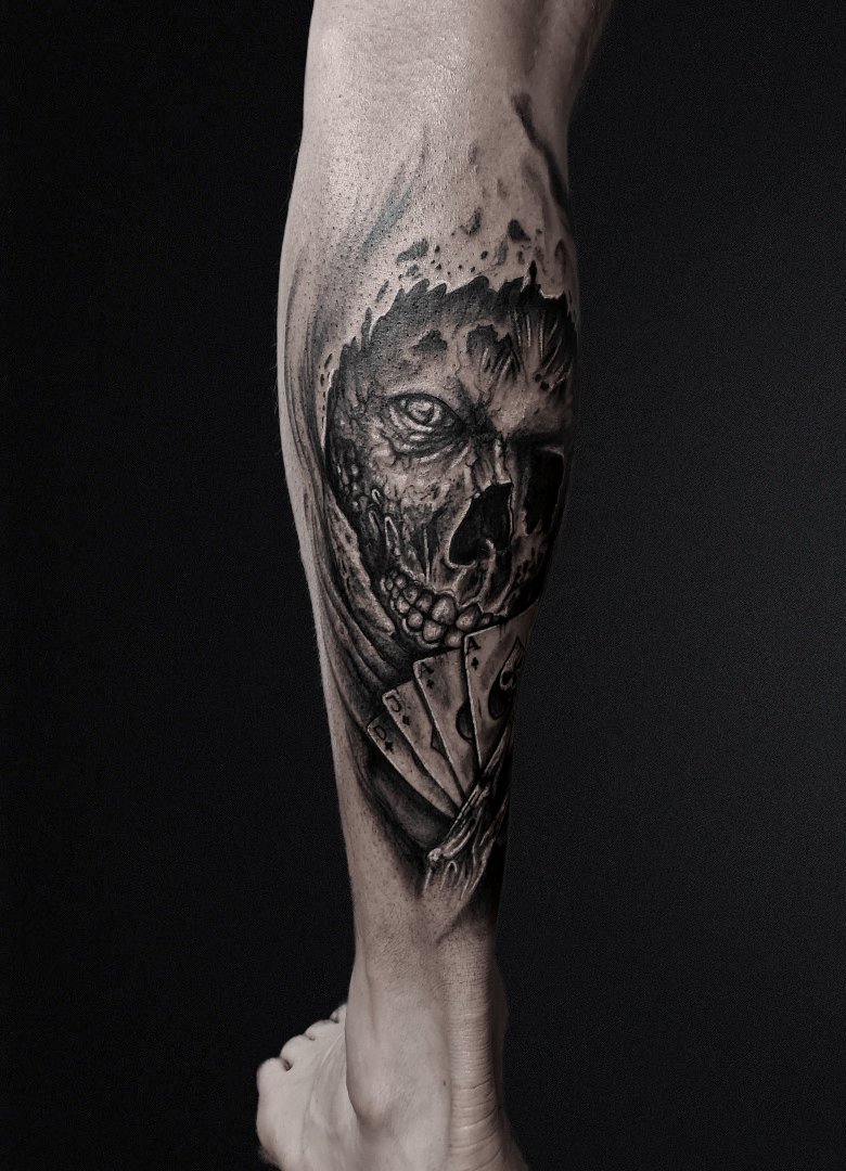 Tatuaż realistyczny czaszka – Patryk – Terra Tattoo Kraków