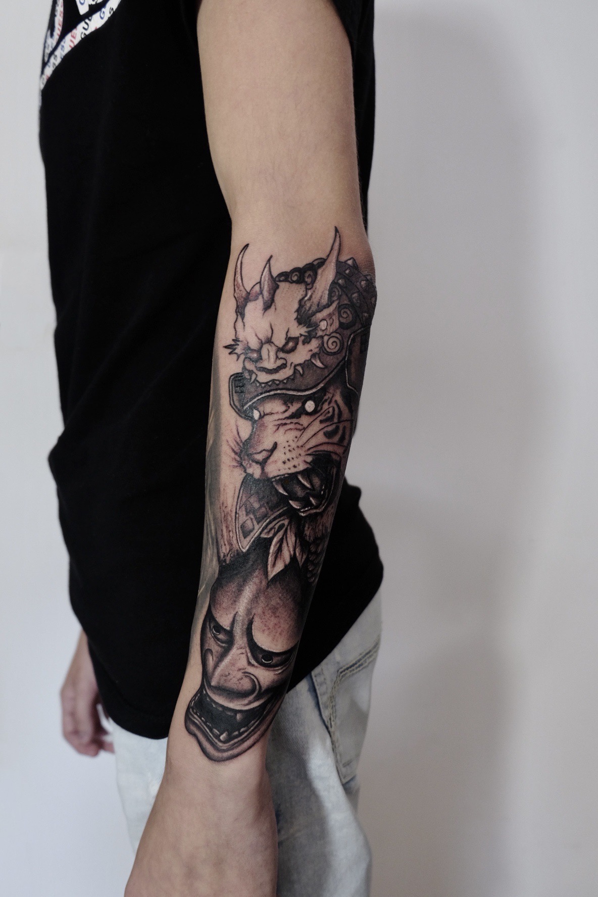 Tatuaż japoński tygrys i hannya – Patryk – Terra Tattoo Kraków