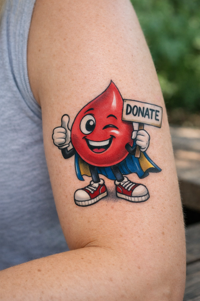 tatuaż donate krew krwiodawstwo